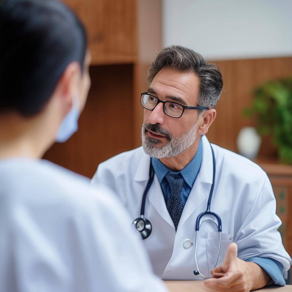 male doctor explaining condition to patient